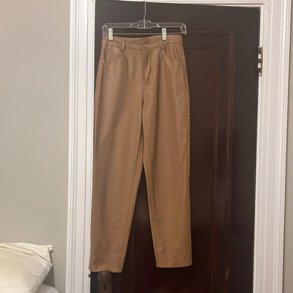 Zara light brown leather pants in size 4!